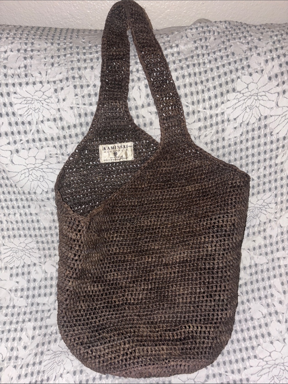 Helen Kaminski Dark Brown Crochet Shoulder Bag / excellent!